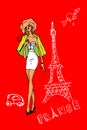 France, Paris, woman in love card