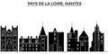 France, Pays De La Loire, Nantes architecture vector city skyline, travel cityscape with landmarks, buildings, isolate