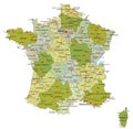 Highly detailed editable political map with separated layers. France.