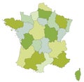 Highly detailed editable political map with separated layers. France.