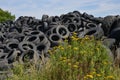 France, a pile of waste tires in Arthies