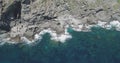 France, Porquerolles Island, Iles d'Hyeres drone aerial view of rocks