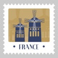 France postal mark or card with agriculture mills