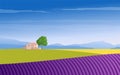 France. Provence landscape. Wide panorama rural countryside in spring or summer Royalty Free Stock Photo