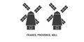 France, Provence, Mill travel landmark vector illustration