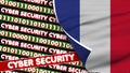 France Realistic Flag with Cyber Security Titles Fabric Texture 3D Illustration