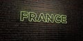 FRANCE -Realistic Neon Sign on Brick Wall background - 3D rendered royalty free stock image