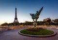 France Reborn Statue on Bir-Hakeim Bridge and Eiffel Tower Royalty Free Stock Photo