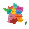 France regions map. Vector map. French regions..