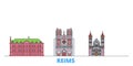 France, Reims line cityscape, flat vector. Travel city landmark, oultine illustration, line world icons