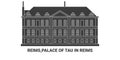 France, Reims,Palace Of Tau In Reims, travel landmark vector illustration