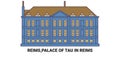 France, Reims,Palace Of Tau In Reims, travel landmark vector illustration