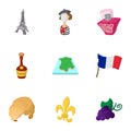 France Republic icons set, cartoon style