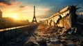 France after the riots with the eiffel tower towering over the city of paris Royalty Free Stock Photo