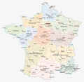 France road, administrative and political map Royalty Free Stock Photo