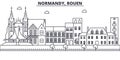 France, Rouen architecture line skyline illustration. Linear vector cityscape with famous landmarks, city sights, design
