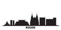 France, Rouen city skyline isolated vector illustration. France, Rouen travel black cityscape