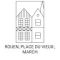 France, Rouen, Place Du Vieux, March travel landmark vector illustration