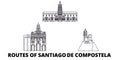 France, Routes Of Santiago De Compostela line travel skyline set. France, Routes Of Santiago De Compostela outline city