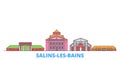 France, Salins Les Bains line cityscape, flat vector. Travel city landmark, oultine illustration, line world icons