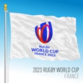 World Cup of Rugby waving flag, France 2023, illustration