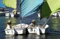 Small sailboat on the Seine river