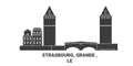 France, Strasbourg, Grande Ile travel landmark vector illustration Royalty Free Stock Photo