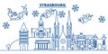 France, Strasbourg winter city skyline. Merry Christmas, Happy New