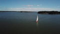 Old sailing boat, called Shark, going in archipelago of Finland