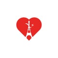 France Travel Heart Shape Concept Logo Design.