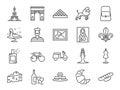 France travel icon set. Included the icons as French toast, landmarks, The Eiffel Tower, baguettes, Paris fashion, Brand name, Poo