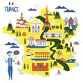 France travel map Royalty Free Stock Photo