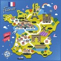 France travel map Royalty Free Stock Photo