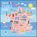 France travel map Royalty Free Stock Photo