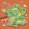 France travel map Royalty Free Stock Photo