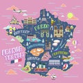 France travel map Royalty Free Stock Photo