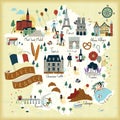 France travel map Royalty Free Stock Photo