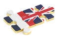France and UK puzzles from flags, 3D rendering Royalty Free Stock Photo