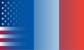 France and USA flags in gradient superimposition. Vector