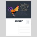 France Vector Postcard Design With French Symbol Rooster