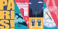 France vector skyline illustration, postcard. Travel to France, Paris modern flat graphic design Royalty Free Stock Photo