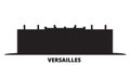France, Versailles city skyline isolated vector illustration. France, Versailles travel black cityscape Royalty Free Stock Photo
