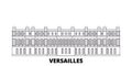 France, Versailles Landmark line travel skyline set. France, Versailles Landmark outline city vector illustration Royalty Free Stock Photo