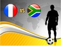 France versus South Africa on Abstract World Map Background