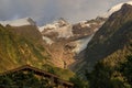 France View of the Basson Glacier in the rays of the setting sun from the Chamonix Valley Royalty Free Stock Photo