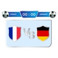 France VS Germany scoreboard Broadcast with blue color lower thirds template for sports like soccer and football. Vector Royalty Free Stock Photo