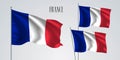 France waving flag set of vector illustration Royalty Free Stock Photo