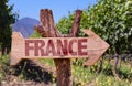 France wooden sign with winery background Royalty Free Stock Photo