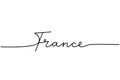 France - word with continuous one line. Minimalist drawing of phrase illustration. France country - continuous one line Royalty Free Stock Photo