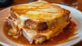 Francesinha A Typical Sandwich From Porto. Traditional Portuguese Dish